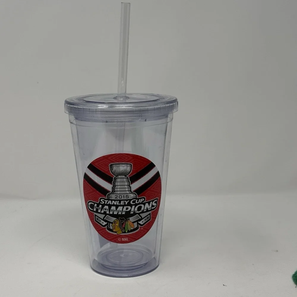 Chicago Blackhawks 2015 Stanley Cup Champions NHL Tumbler Cup Swirl Straw